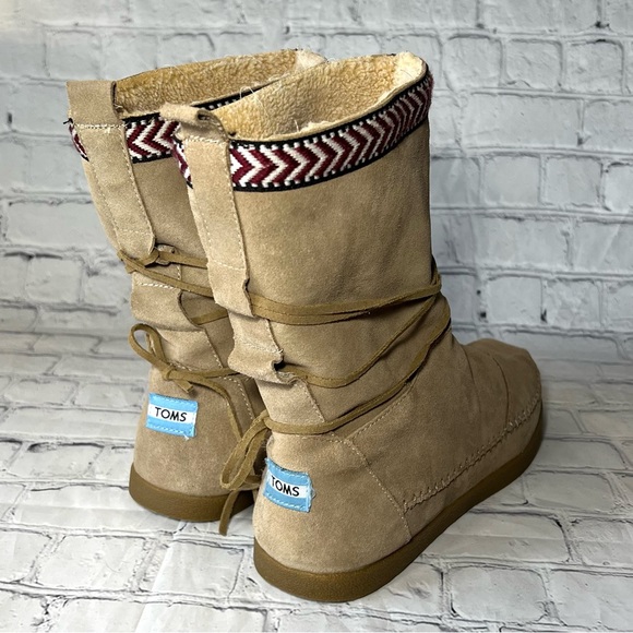 TOMS Nepal Suede Fur Lined Boots Sz 10 - Picture 4 of 10